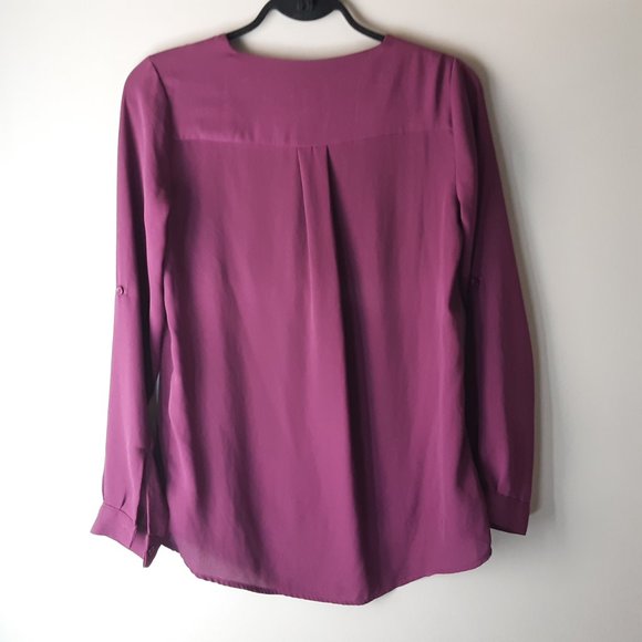 🌞 Hippie Rose V-neck Pull-over Blouse | Burgundy, Size XS - Picture 5 of 12